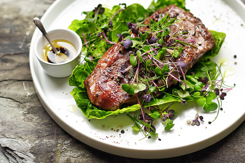 Sirloin Steak with Microgreens Salad