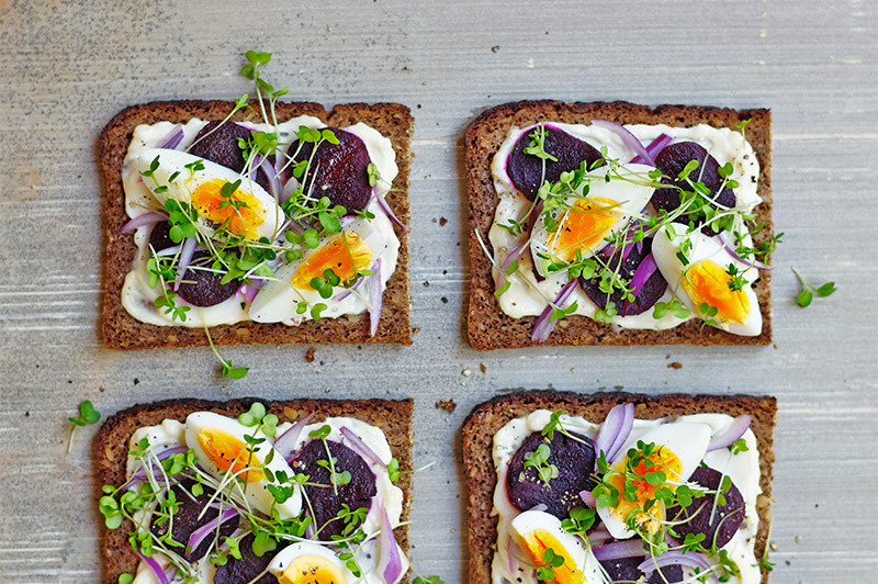 Egg, Beetroot and Salad Cress Sandwich