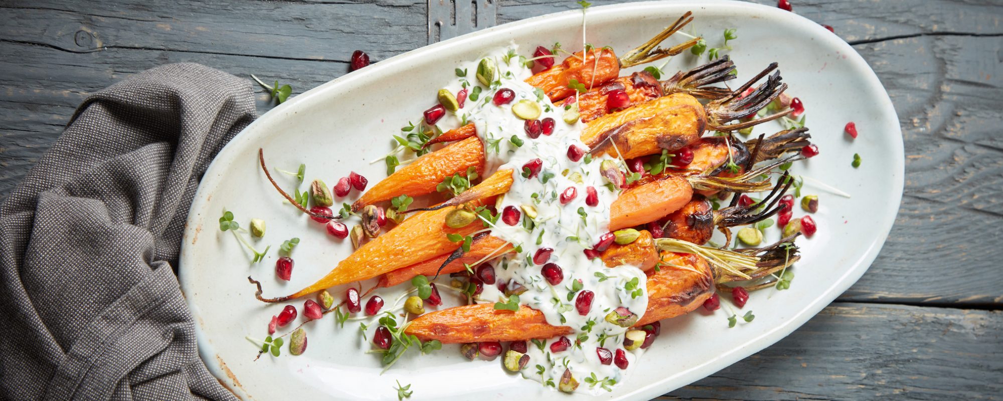 Roasted Carrots with Garlic Cress Sauce