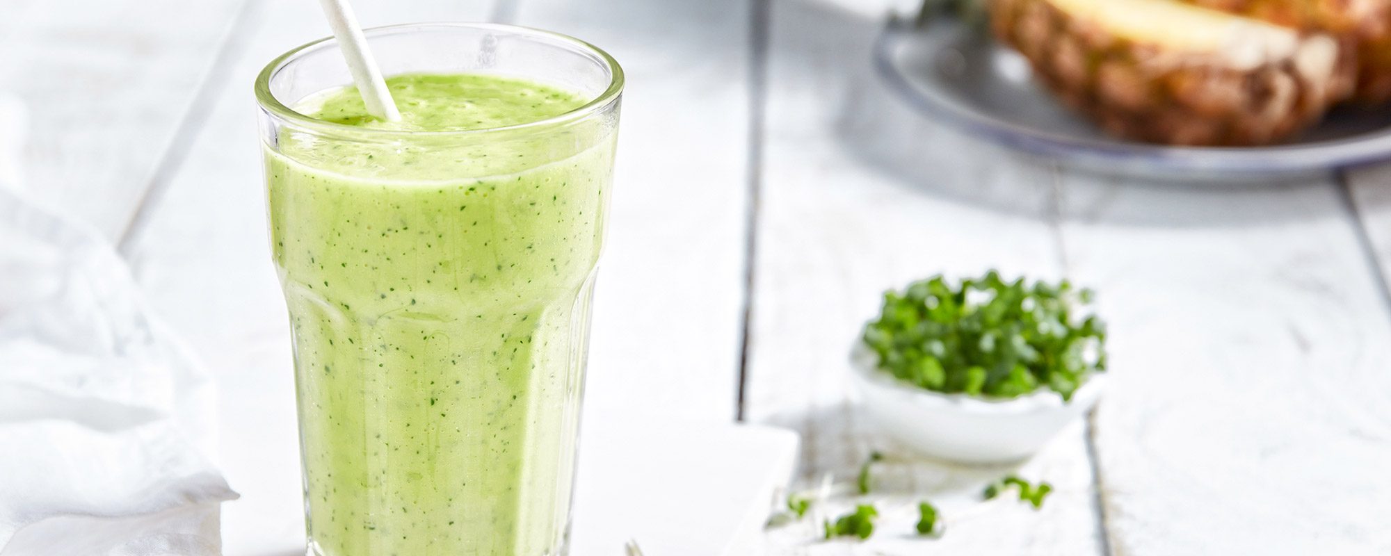 Cress, ginger and pineapple smoothie